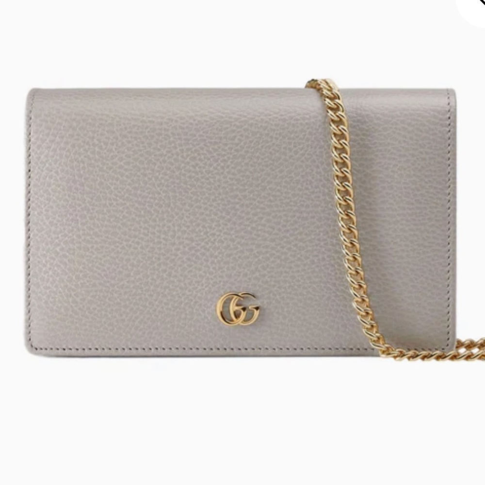 Gray Leather mini Chain bag